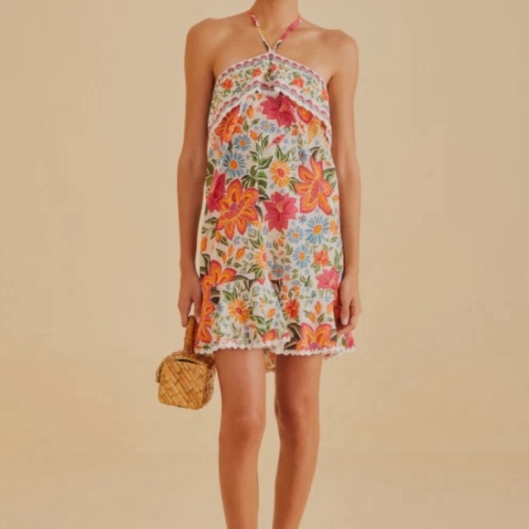 FARM Rio Dresses & Skirts - Farm Rio Bloom Garden Halter Mini Dress Size: L